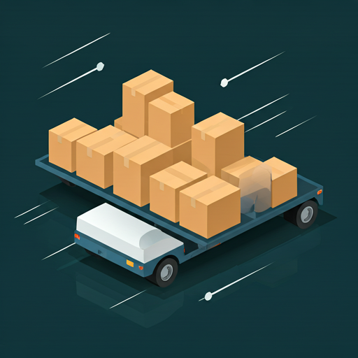 Illustration of a delivery vehicle carrying production boxes